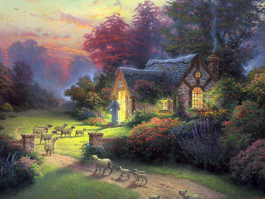 The Good Shepherd's Cottage painting - Thomas Kinkade The Good Shepherd's Cottage art painting